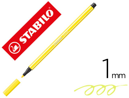 Marcador Stabilo Aguarelavel Pen 68 Amarelo Limao 1 mm