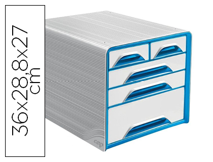 Blocos Classificadores de Secretaria Cep 5 Gavetas Mistos Branco/Azul 360X288X270 mm
