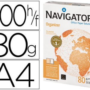 Papel Fotocopia Navigator Din A4 80 Gr 2 Furos Papel Multiuso Tinteiros e Laser (500 Folhas)
