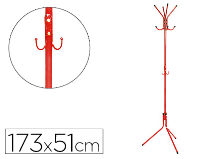 Cabide Q-Connect Metalico Vermelho 8 Suportes 173X51 cm