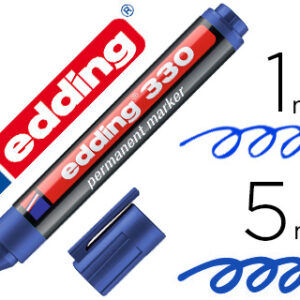 Marcador Edding Permanente 330 Azul Ponta Biselada 1-5 mm Recarregavel