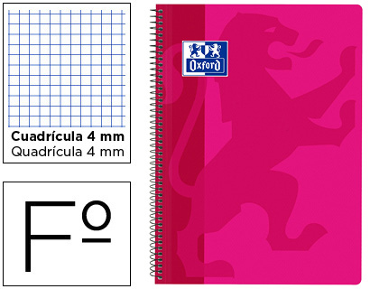Caderno Espiral Oxford School Classic Capa Polipr. Folio 80F Quadr. 4 mm c/ Margem Fucsia