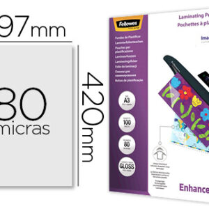 Bolsa de Plastificar Fellowes Brilho Din A3 80 Microns (100 Unidades)