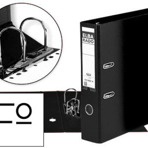 Pasta de Arquivador de Alavanca Elba Cartão Compacto c/ Rado Folio Lombada 80mm Preto
