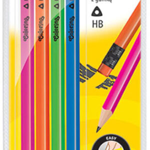 Blister 4 Lápis Hexa Neon HB c/ Borracha + Afia - COLORINO