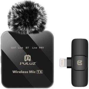 Pack 2x Microfones de Lapela c/ Recetor Lightning (Preto) – PULUZ