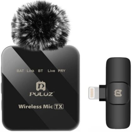 Pack 2x Microfones de Lapela c/ Recetor Lightning (Preto) - PULUZ