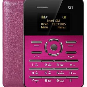 Mini Telemovel Tamanho e Grossura de Cartão Bluetooth, Radio FM (Rosa)