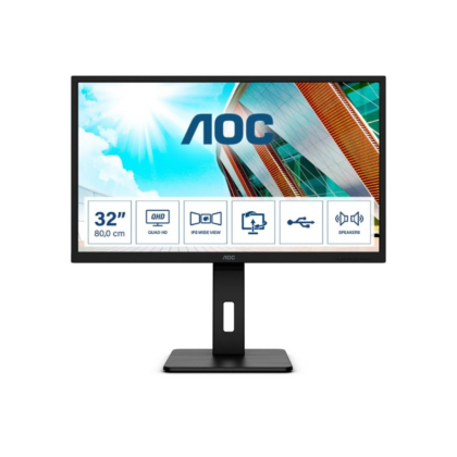 Monitor AOC 32" Ips (31.5) 16:9 QHD Hdmi Dp Usb Multimédia - Preto
