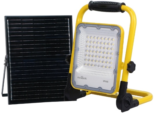 Holofote Solar Portátil 1000lm c/ Painel Solar e Bateria (Amarelo) - REXER