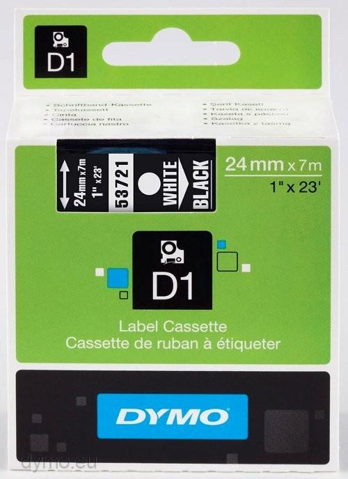 Fita Branco Sobre Preto (7 mts/2,4cm) - DYMO