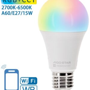 Lampada LED Inteligente Smart Wi-Fi/Bluetooth E27 A60 220V 15W RGB + 2700K~6500K 1500Lm