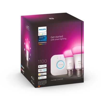 Pack 2 Lâmpadas LED E27 9W Branca/RGB 2000-6500K 1100Lm - PHILIPS HUE