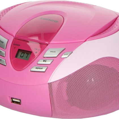 Rádio Portátil SCD 37 c/ Leitor de CDs e USB (Rosa) - LENCO