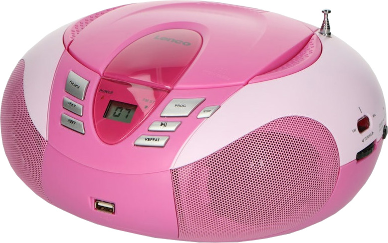 Rádio Portátil SCD 37 c/ Leitor de CDs e USB (Rosa) - LENCO