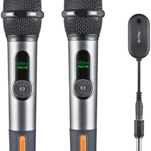 Pack 2x Microfones SINGER STAR DUO Dinâmico s/ Fios (Preto) - NGS