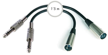Cabo Áudio 2x Jack 6,3mm Macho - 2 XLR Macho 1,5m - FONESTAR