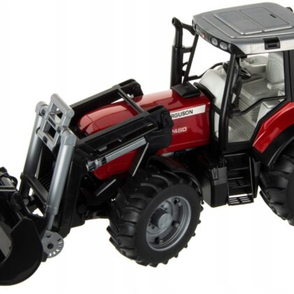 Trator de Brincar Massey Ferguson 7480 Com Frontal e Atrelado Florestal - BRUDER