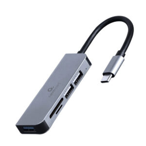 Adaptador 3 em 1 Hub USB tipo C de 3 portas (USB3.1 + USB 2.0) c/ Leitor de cartão - GEMBIRD