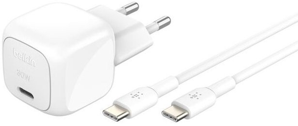 Carregador Boost Charge 1x USB-C 30W c/ Cabo USB-C 1mts (Branco) - BELKIN