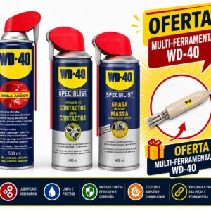 Pack FERRAMENTAS IMPECÁVEIS (Spray WD-40 500ml + Spray Limpa Contactos + Massa Consistente) - WD-40