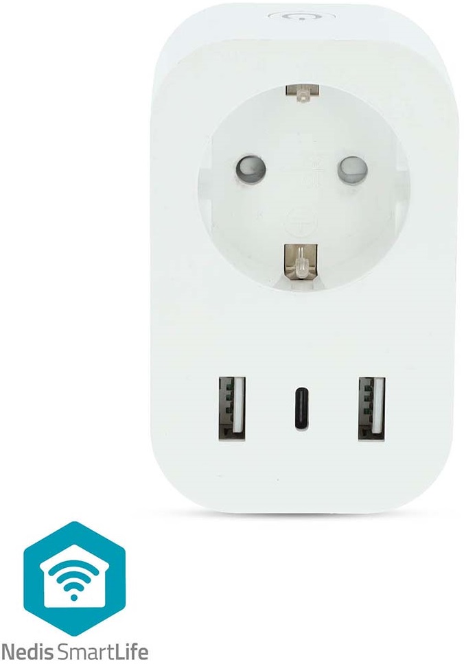 Tomada Elétrica Schuko Inteligente SmartLife 16A 3680W (2x USB/USB-C) - NEDIS