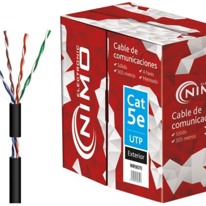 Bobine Cabo UTP Rigido CAT5e Preto p/ Exterior (305 mts)