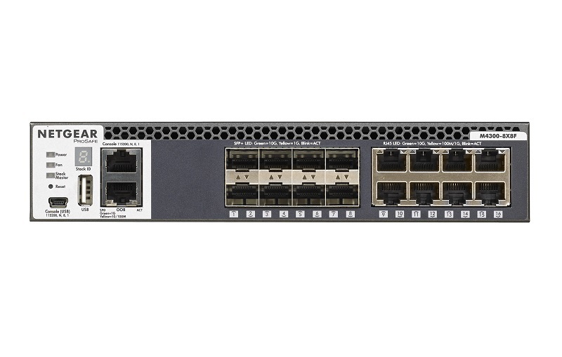 Switch de Rede M4300-8X8F Gerido L3 Ethernet 1000 Mbit/s Preto - NETGEAR