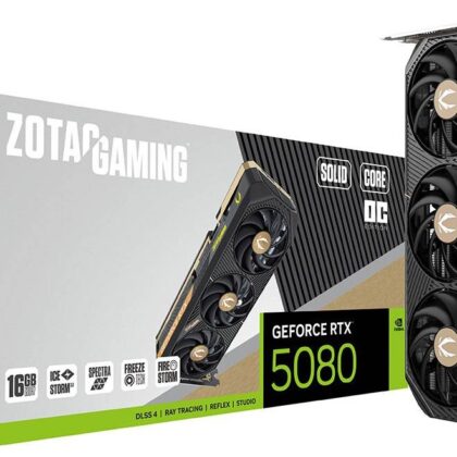 Placa Gráfica Gaming NVIDIA GeForce RTX 5080 Blackwell Solid Core OC 16G GDDR7 DLSS4 - ZOTAC