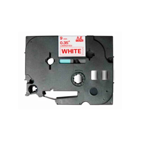 Fita Compatível Brother TZe222 Laminada Texto Vermelho em Fundo Branco 9mm x 8 metros