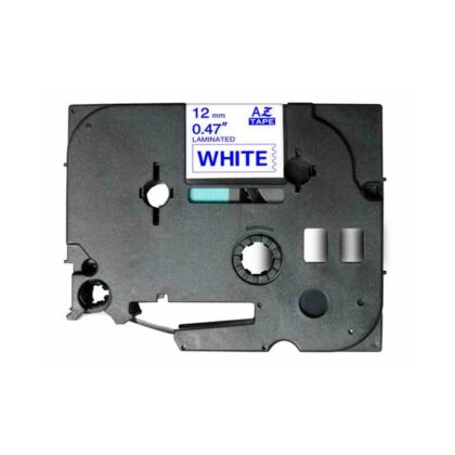 Fita Compatível Brother TZe233 Laminada Texto azul em Fundo Branco 12mm x 8 metros